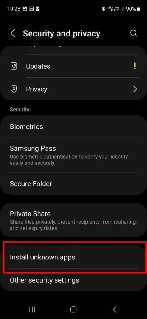 install unknown apps